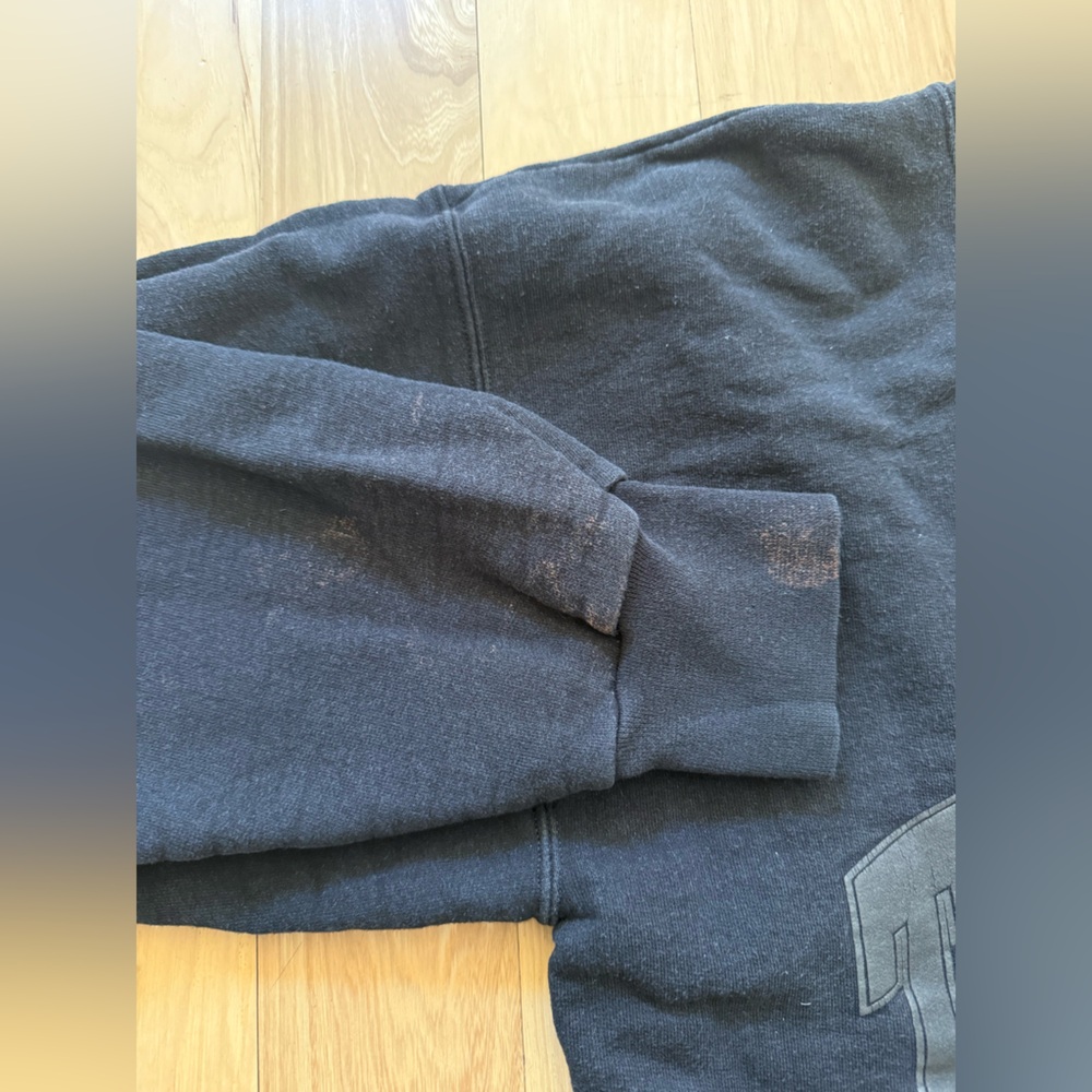 THE BAR Black Varsity Sweatshirt Boyfriend Fit Size M *stains - Picture 7 of 12